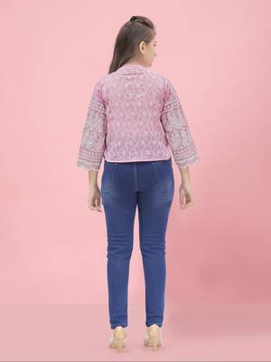 Aarika girls pink color chiken ethnic jacket 4