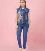 Aarika girls blue color solid denim jacket
