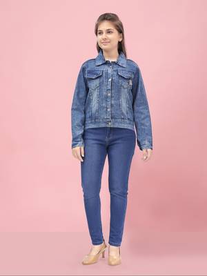 Aarika girls blue color denim solid denim jacket 1