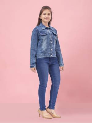 Aarika girls blue color denim solid denim jacket 3