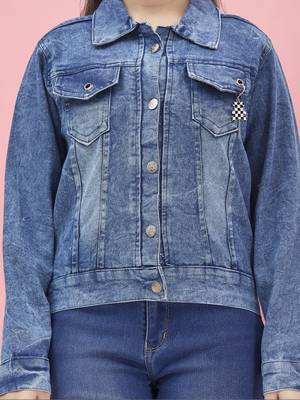 Aarika girls blue color denim solid denim jacket 5