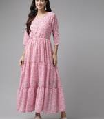 Aarika womens pink color georgette dress