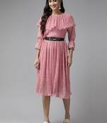 Aarika womens pink color georgette dress