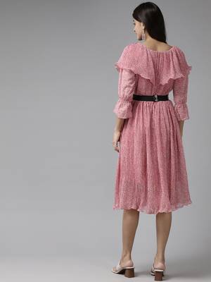 Aarika womens pink color georgette dress 4