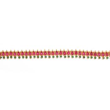 Stunning Kundan Dark Pink Rani and Green Stone Studded Kamarband jewelry for Women Girls 3