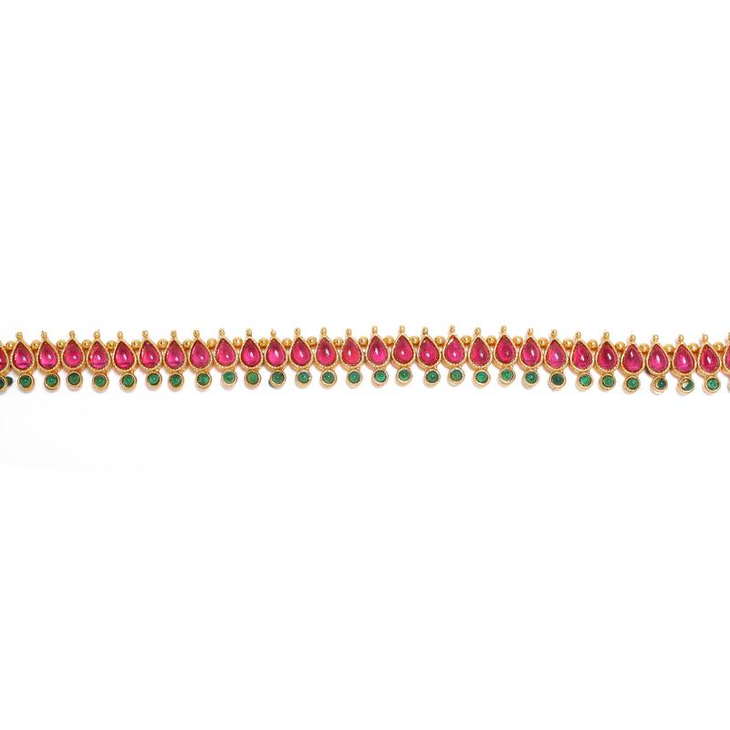 Stunning Kundan Dark Pink Rani and Green Stone Studded Kamarband jewelry for Women Girls