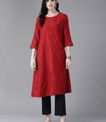 Aarika womens maroon color cotton blend kurti