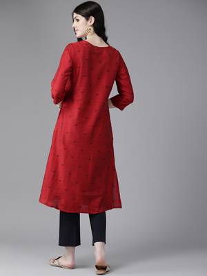 Aarika womens maroon color cotton blend kurti 4