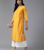 Aarika womens yellow color cotton blend kurti