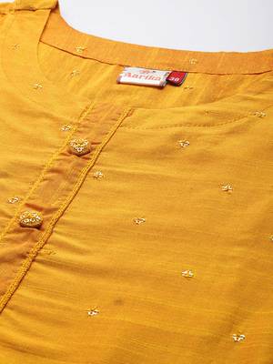 Aarika womens yellow color cotton blend kurti 2