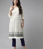 Aarika womens cream-brown color cotton kurti