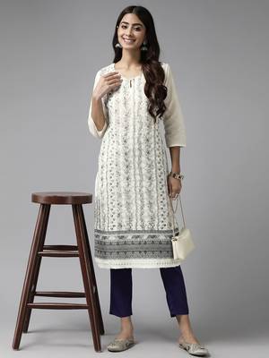 Aarika womens cream-brown color cotton kurti 5