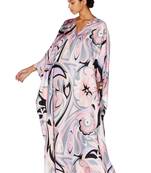 Premium Soft Satin Silk Queen Style Abstract Printed Long Kaftan