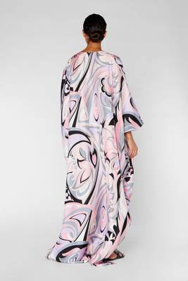 Premium Soft Satin Silk Queen Style Abstract Printed Long Kaftan 2