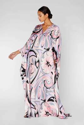 Premium Soft Satin Silk Queen Style Abstract Printed Long Kaftan 5