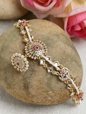Embellished Rajputi Rajasthani Borla sheeshphool Matha Patti for Women/Girls 2