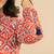 Weavllite women's red pure cambric cotton patola print tunic