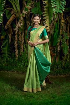 LIME GREEN  SILK CLASSY SAREE 1