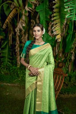 LIME GREEN  SILK CLASSY SAREE 2