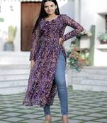 Purple Colour Designer Kurti With Girlish Looks