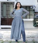 Grey Colour Designer Kurti With Girlish Looks