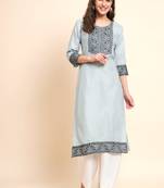 Grey Colour Girlish Sequins Embroidery Cotton Kurti