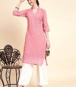 Designer Sequins Work Partywear Kurti In Pink Colour