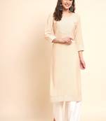 Peach Colour Smart Embroidered Partywear Kurti