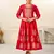 Ethnic Red Colour Foil Print Kurti With Embroidery Work