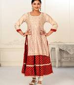 Designer Cream Colour Smart Pattern Girlish Partywear Kurti