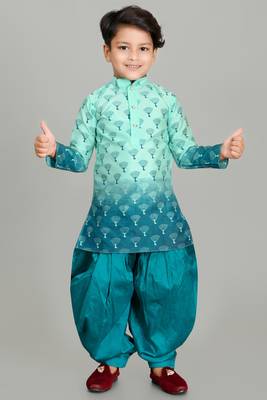 printed faded kurta and patiyala set for boys best for ethnic wear, casual wear, party wear, 1