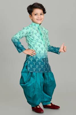 printed faded kurta and patiyala set for boys best for ethnic wear, casual wear, party wear, 3