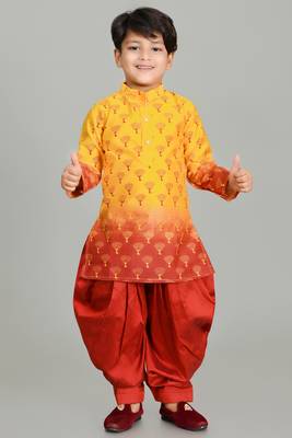 printed faded kurta and patiyala set for boys best for ethnic wear, casual wear, party wear, 1