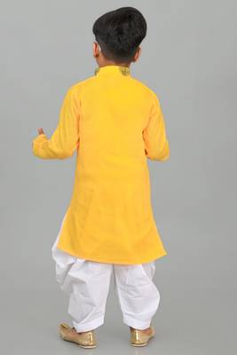 Yellow poly-cotton printed kurta and patiyala 2