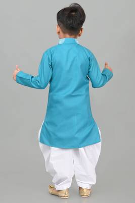 Blue poly-cotton printed kurta and patiyala 2