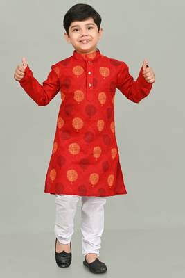 boys poly-cotton printed kurta and pajama set for boys best for ethnic wear, casual wear, party wear, 1