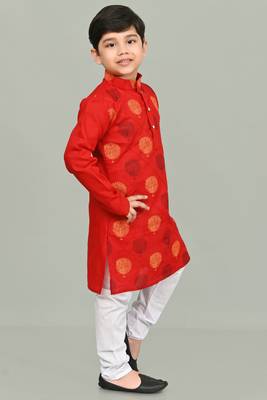 boys poly-cotton printed kurta and pajama set for boys best for ethnic wear, casual wear, party wear, 4