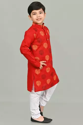 boys poly-cotton printed kurta and pajama set for boys best for ethnic wear, casual wear, party wear,