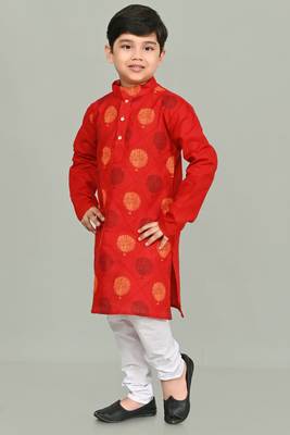 boys poly-cotton printed kurta and pajama set for boys best for ethnic wear, casual wear, party wear, 5
