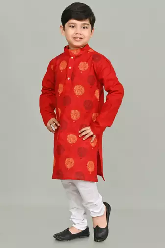 boys poly-cotton printed kurta and pajama set for boys best for ethnic wear, casual wear, party wear,