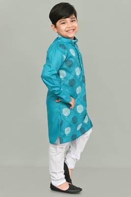 boys poly-cotton printed kurta and pajama set for boys best for ethnic wear, casual wear, party wear, 4