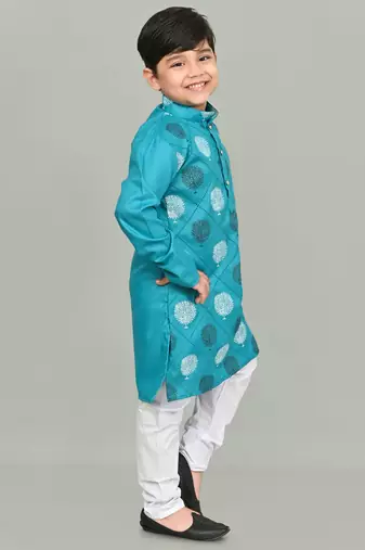 boys poly-cotton printed kurta and pajama set for boys best for ethnic wear, casual wear, party wear,