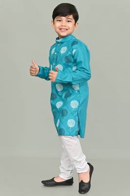 boys poly-cotton printed kurta and pajama set for boys best for ethnic wear, casual wear, party wear, 5