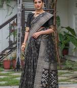 BLACK  SILK  PATOLA  STYLE CLASSY SAREE