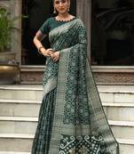 GREEN  SILK  PATOLA  STYLE CLASSY SAREE