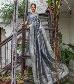 GREY  SILK  PATOLA  STYLE CLASSY SAREE