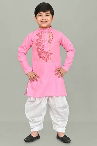 Pink kurta and patiyala set for boys