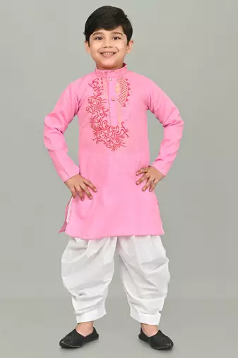 Pink kurta and patiyala set for boys