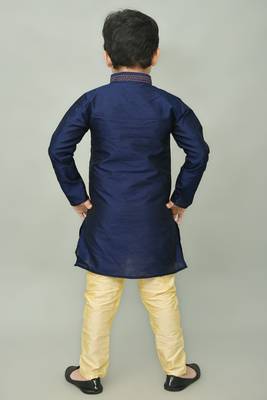 embroidery dupion silk kurta and pajama for boys. festive, party, formal, and casual wear 2