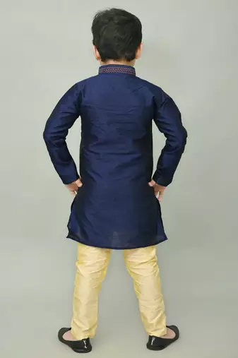 embroidery dupion silk kurta and pajama for boys. festive, party, formal, and casual wear